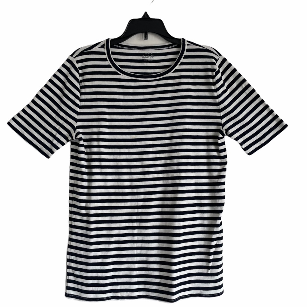 J Crew Perfect Fit T-Shirt Blue Stripe Large